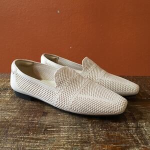 Vivaia Nina Square-Toe Loafers Ballet Flat Shoe Ivory Cream Knit Women 35 5